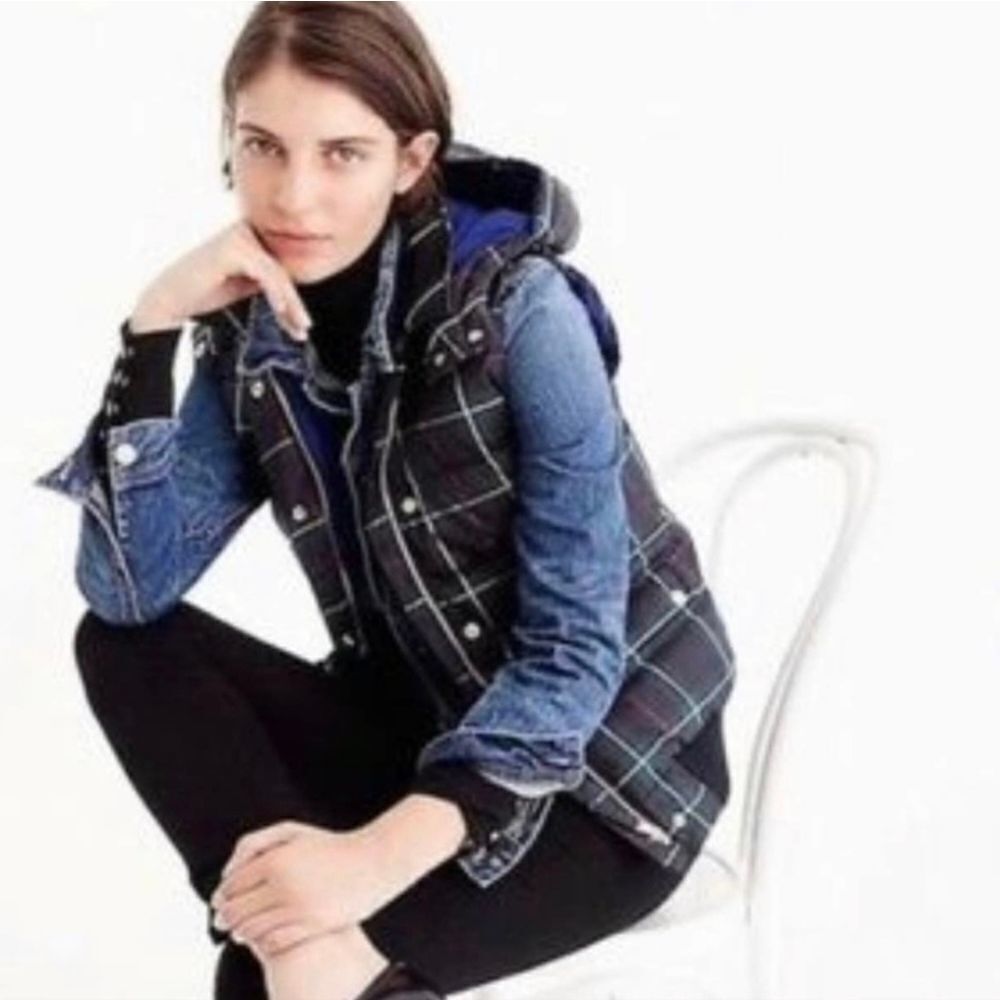 J. Crew Tartan Down Vest XS